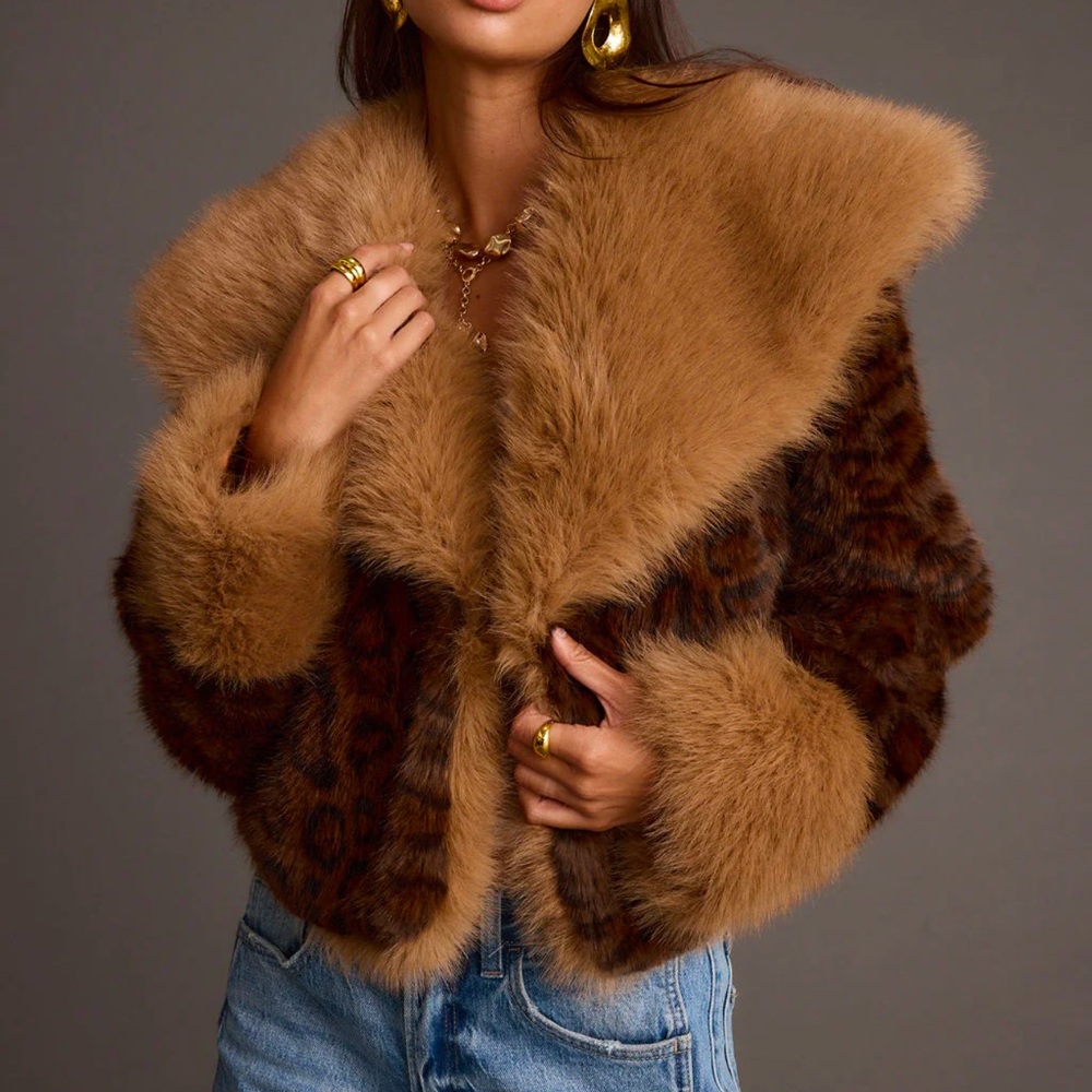 Wild Heart Leopard Faux Fur Cropped Jacket